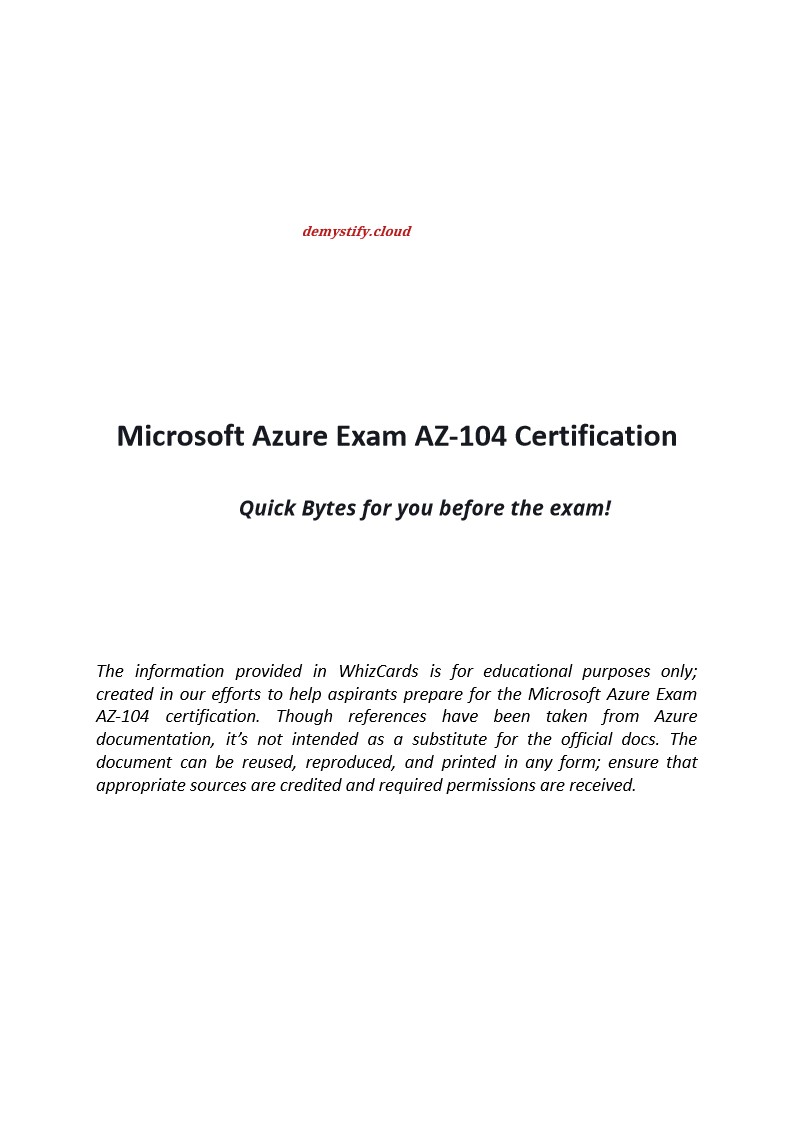 Microsoft Azure Exam AZ-104 Certification